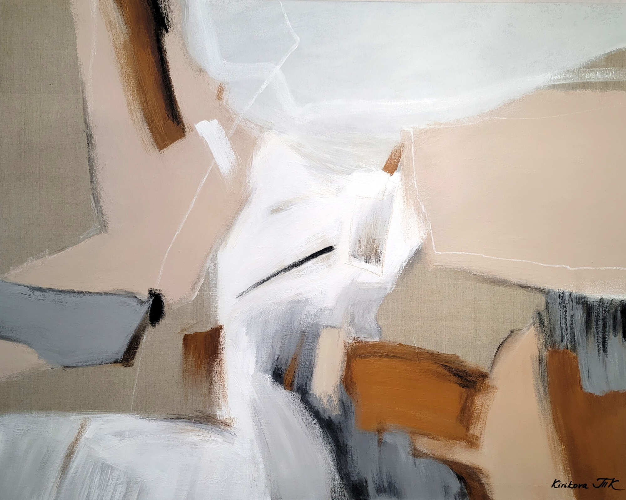 картина абстракция с оранжевым